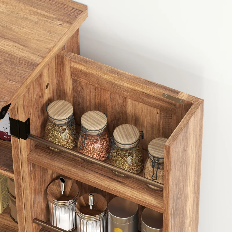 HOMCOM 47" Kitchen Pantry Storage Cabinet, Farmhouse Kitchen Pantry Cabinet with Adjustable Shelves and Door Shelves, Brown