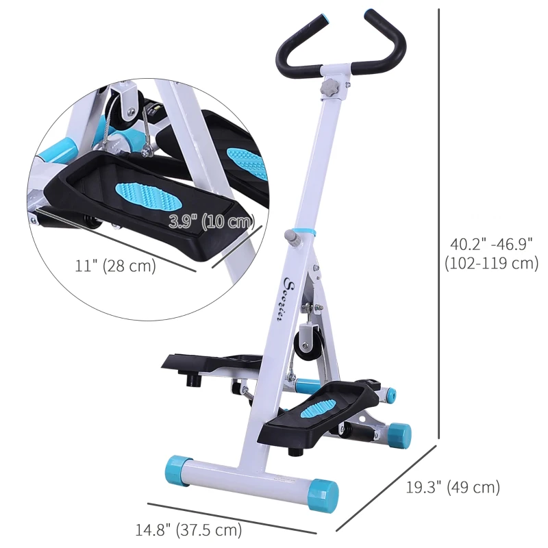 Soozier Height Adjustable Stair Stepper, Stepper Exercise Machine with Handlebar, LCD Monitor, Turquoise
