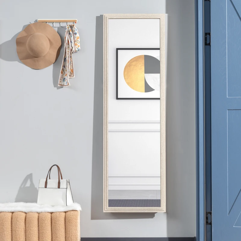 HOMCOM 64" x 21" Full Length Mirror, Standing, Wall-Mounted or Leaning Against Wall, for Bedroom, Living Room, White