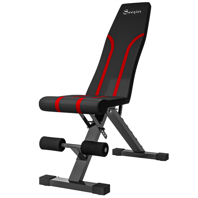 Soozier Adjustable Weight Bench, Foldable Workout Bench with Multi-Angle Seat and Back, Flat or Incline Bench for Home Gym