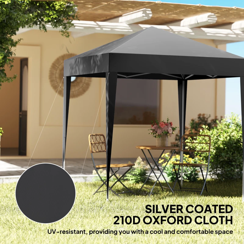 Outsunny 6.6'x6.6' Pop Up Canopy Tent with Sidewalls, Instant Sun Shelter Camping Gazebo with Carry Bag, Black