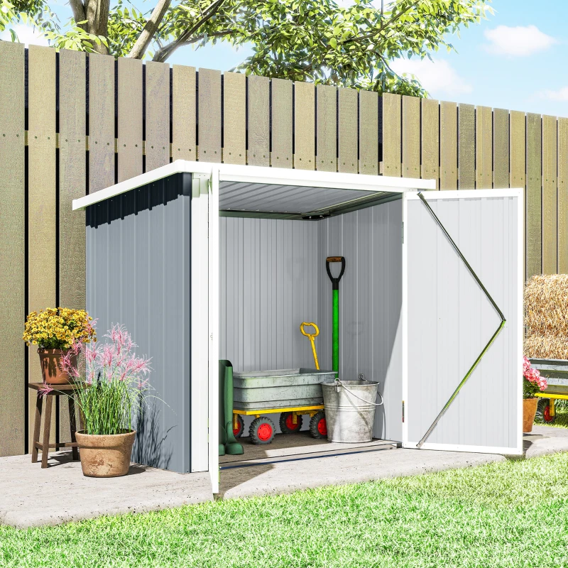 Outsunny 5' x 3' Metal Garden Storage Shed, Tool House with Double Doors for Backyard, Patio, Lawn