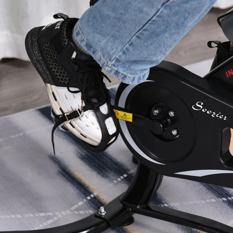 Soozier Exercise Bike, Stationary Bike with LCD Display, Indoor Cycling Bike for Home Workout, with 6kg Flywheel, Black