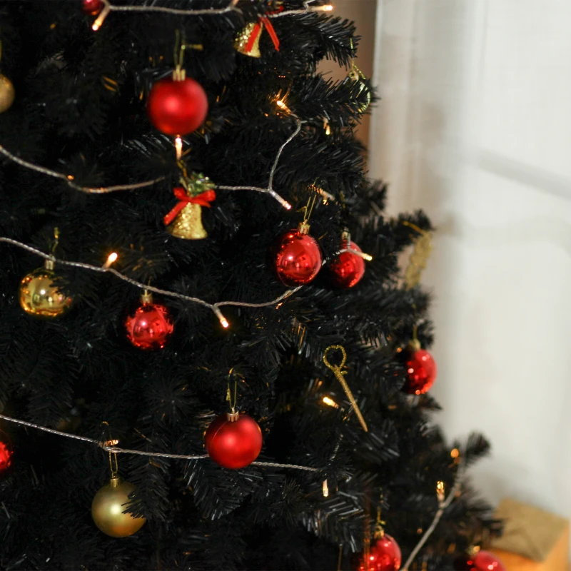 HOMCOM 7ft Artificial Christmas Tree Unlit Douglas Fir with Realistic Branches and 1346 Tips, Black Halloween Style