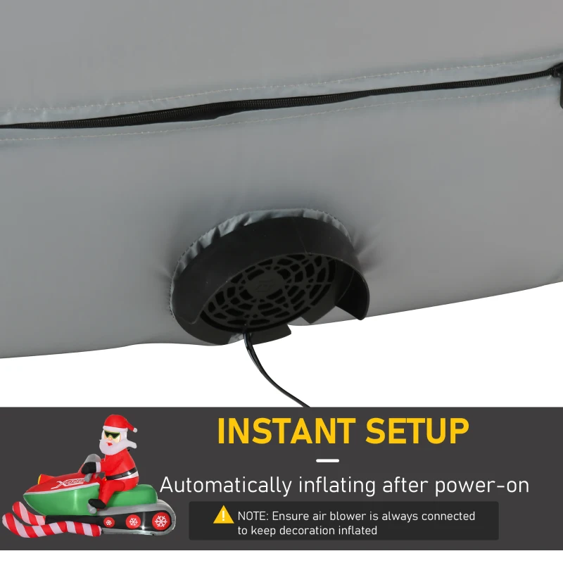 HOMCOM 7ft Christmas Inflatables Outdoor Decorations Santa Claus Driving a Snowmobile, Blow-Up Yard Christmas Decor with LED Lights Display