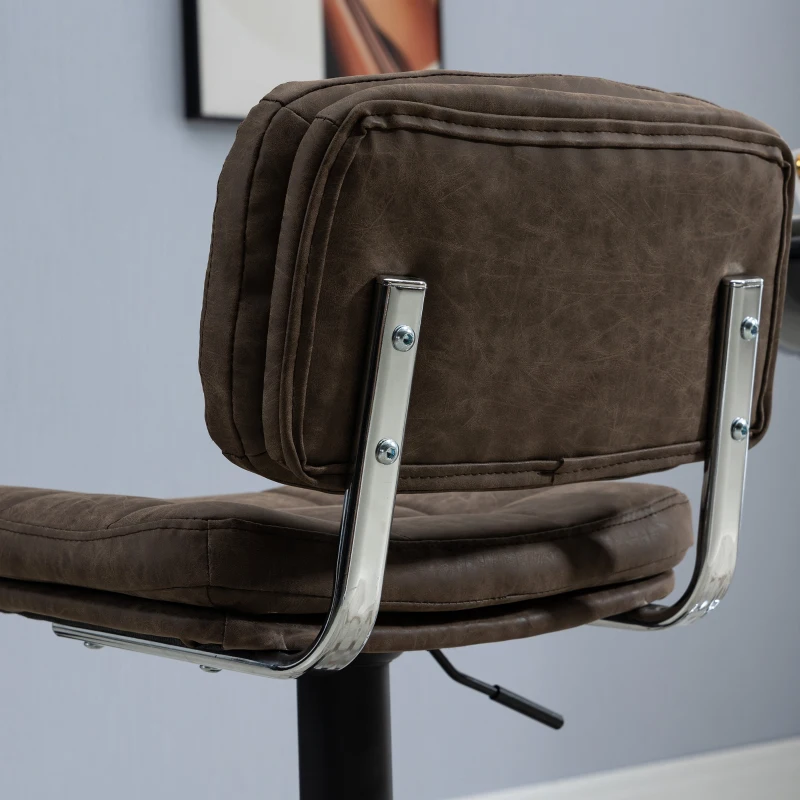 HOMCOM Bar Stools Set of 2, Swivel Counter Height Barstools with Adjustable Height, Back and Footrest, PU Leather Bar Chairs