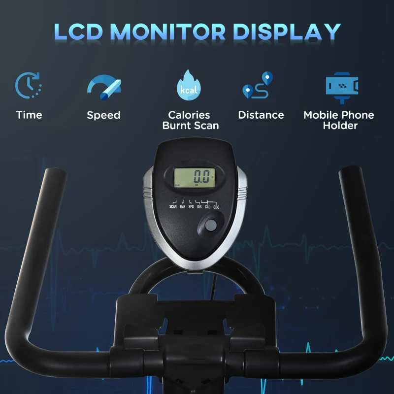 Soozier Exercise Bike, Stationary Bike with LCD Display, Indoor Cycling Bike for Home Workout, with 6kg Flywheel, Black