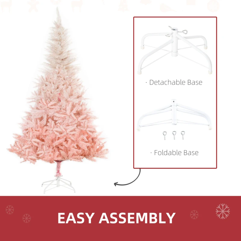 HOMCOM 6ft Unlit Spruce Artificial Christmas Tree with Realistic Branches and 800 Tips, Pink