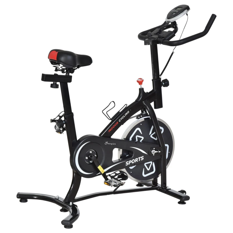 Soozier Exercise Bike, Stationary Bike with LCD Display, Indoor Cycling Bike for Home Workout, with 6kg Flywheel, Black