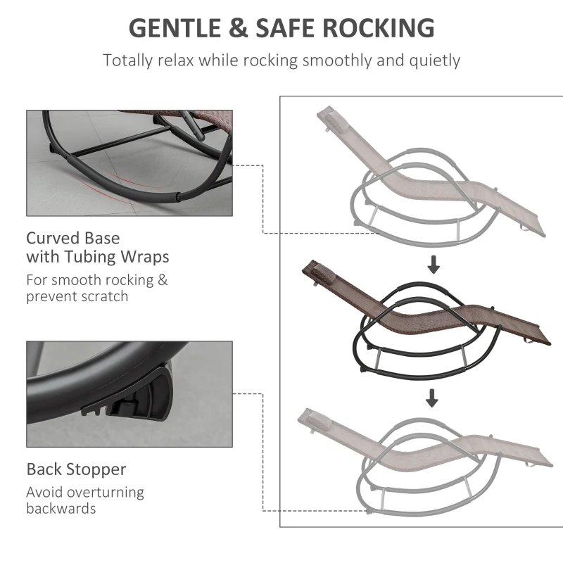 Outsunny Zero Gravity Rocking Lounge Chair, Patio Rocker w/ Removable Pillow, Recliner Seat for Indoor & Outdoor, Breathable Texteline, Brown