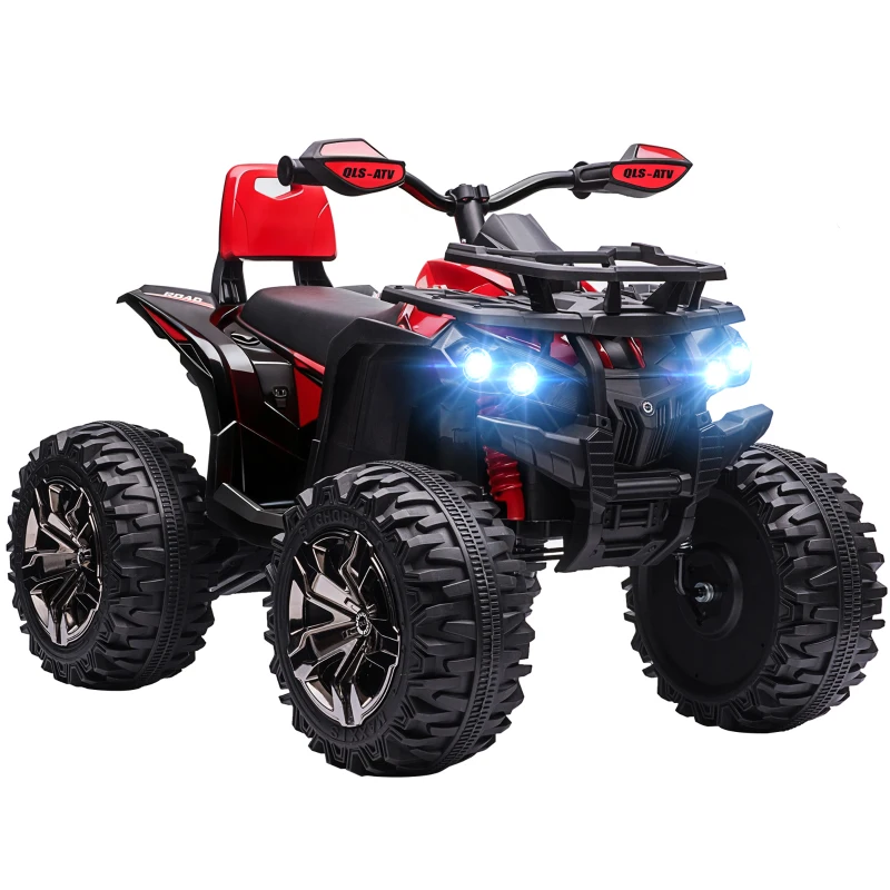 Aosom Kids Ride-on Car, 12V/10AH Four Wheeler Kids ATV, Battery Powered Off-Road Quad with MP3, Headlights, Suspension, 1.8-5 mph, Red