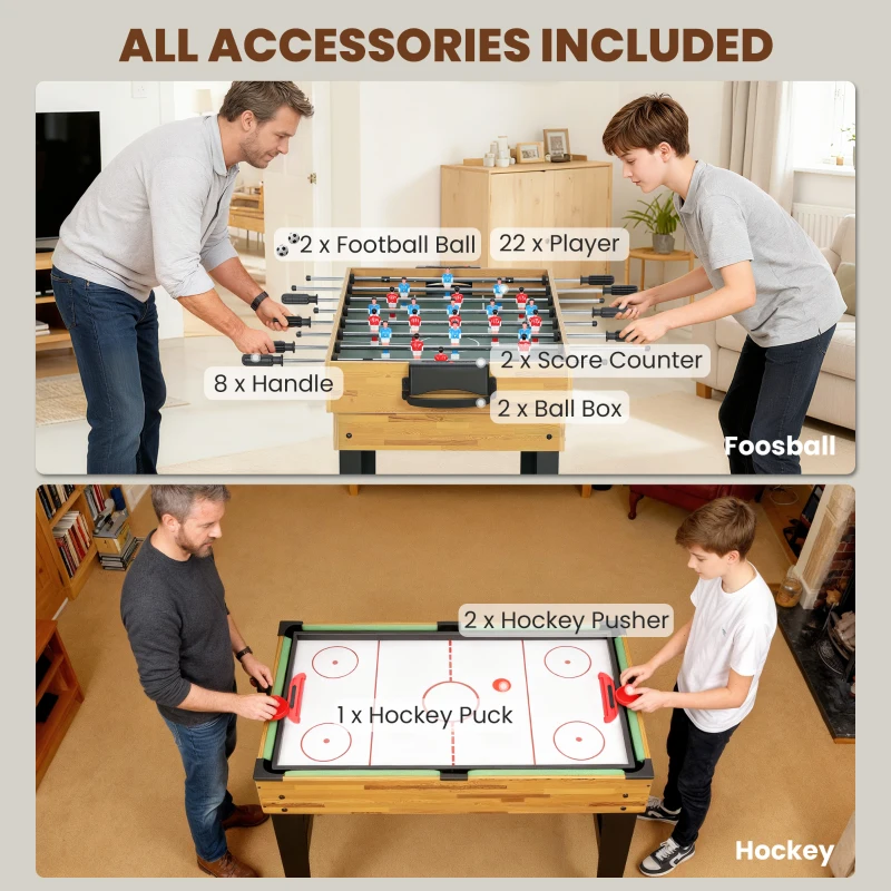 Soozier 48 in 13-in-1 Combo Multi Game Table with Foosball, Pool, Hockey and More for Kids and Adults, Light Walnut