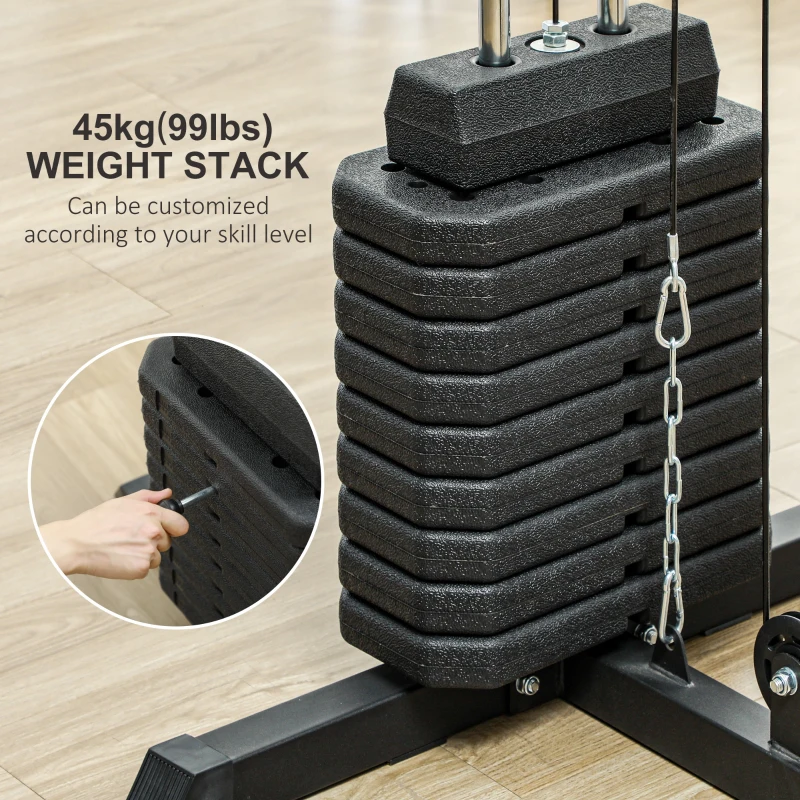 Soozier Home Gym Weights Machine, Multi Gym Lat Pulldown and Leg Workout Equipment with 99lbs Weight Stack