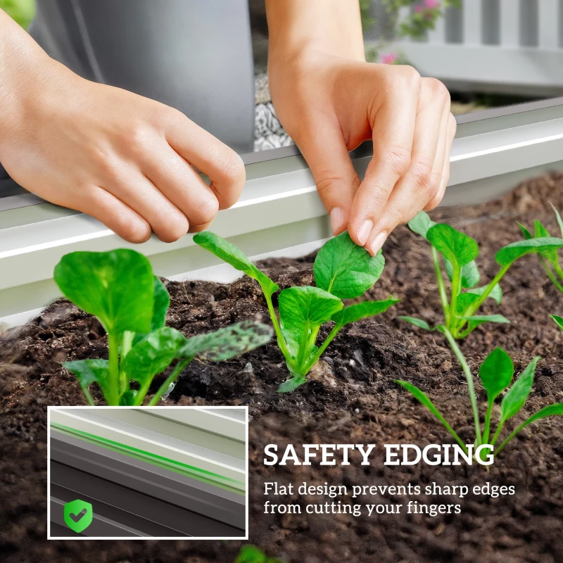 Outsunny Galvanized Raised Garden Beds, Outdoor Planter Box, Set of 2, for Flowers, Herbs and Vegetables, Dark Grey