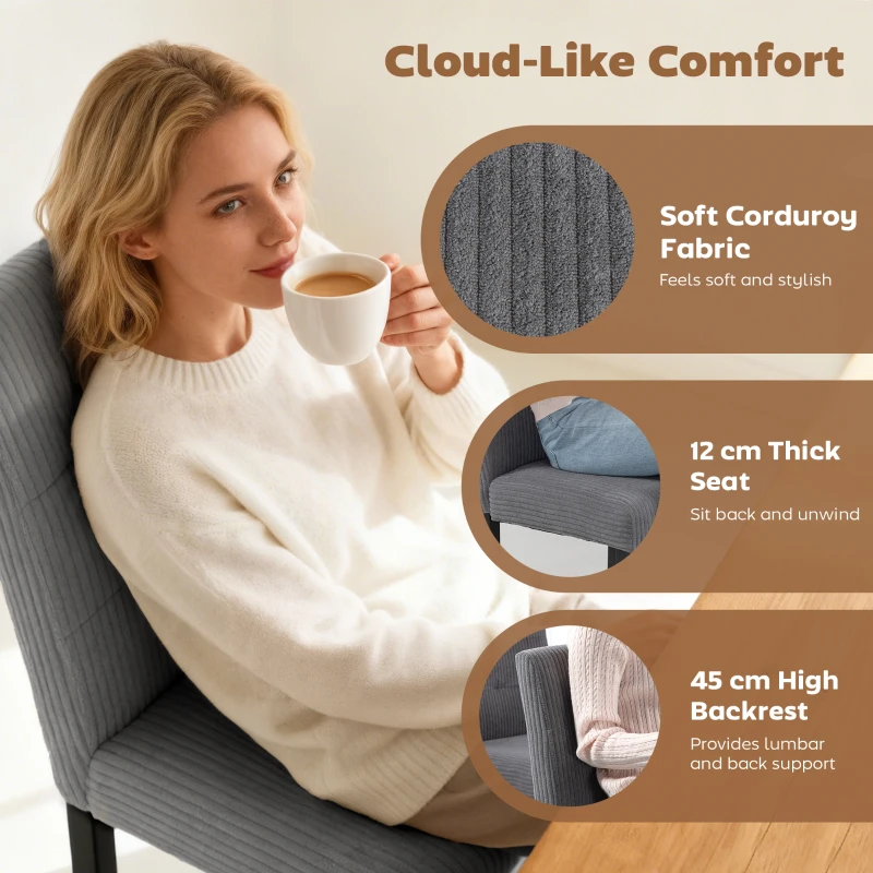 HOMCOM Modern Dining Chairs Set of 4, Kitchen Chairs with Rubberwood Legs and Padded Seat, Dark Grey