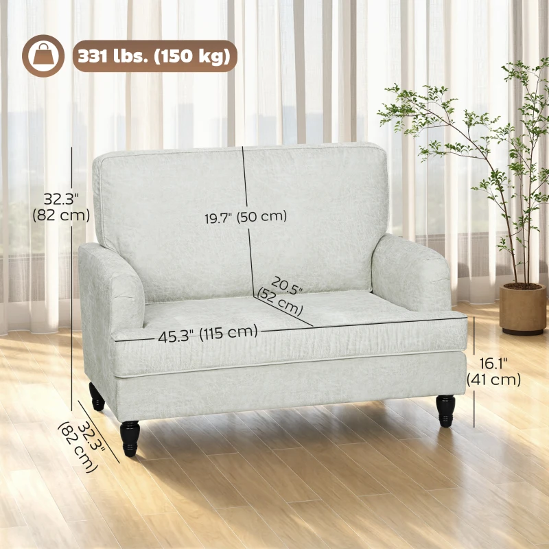 HOMCOM Modern Accent Chair, Leathaire Armchair with Turned Legs and Wide Seat, Comfy Chair for Living Room, Cream White