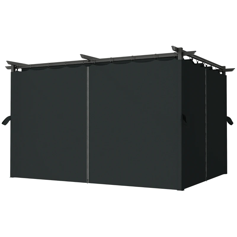 Outsunny 10' x 13' Pergola with Retractable Canopy and Curtains, UPF30+ Sun Shade Shelter for Grill, Garden, Backyard, Deck