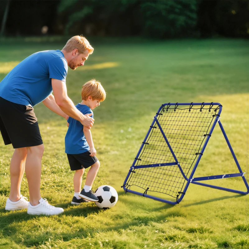 HOMCOM Volleyball Rebounder Net Football Training Aid Kickback Target Play Blue