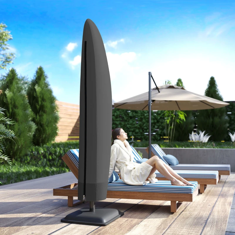 Outsunny 87-Inch Patio Umbrella Cover for for 10ft to 13ft Outdoor Offset Umbrella, Black