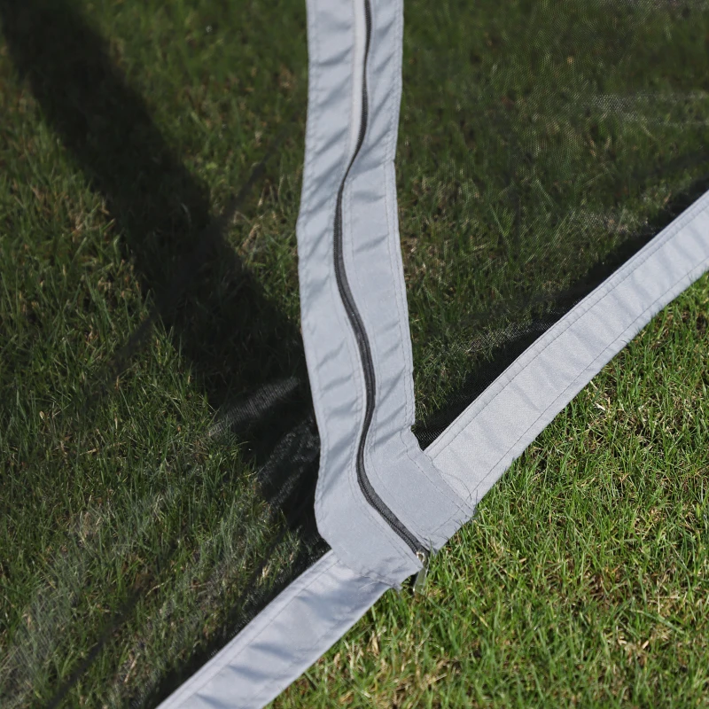 Outsunny 13' x 10' Patio Gazebo Canopy with 2-Tier Polyester Roof, Vented Mesh Sidewall & Strong Aluminum Frame, Grey