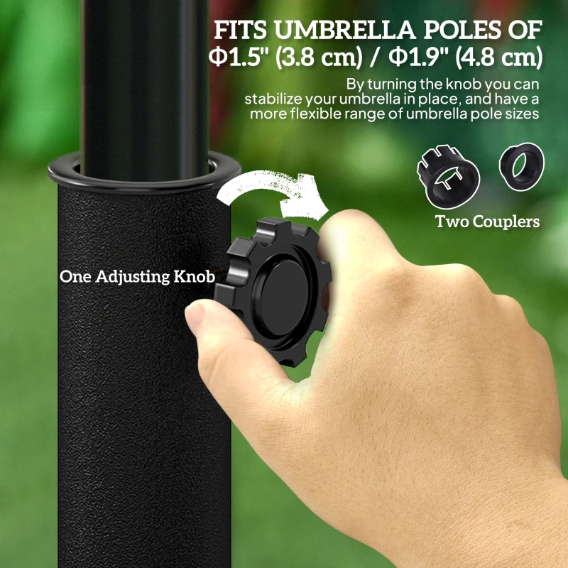 Outsunny 20 lbs Resin Half Round Patio Umbrella Base 20" Outdoor Decorative Parasol Stand Holder For Φ1.5", Φ1.9" Pole, Bronze