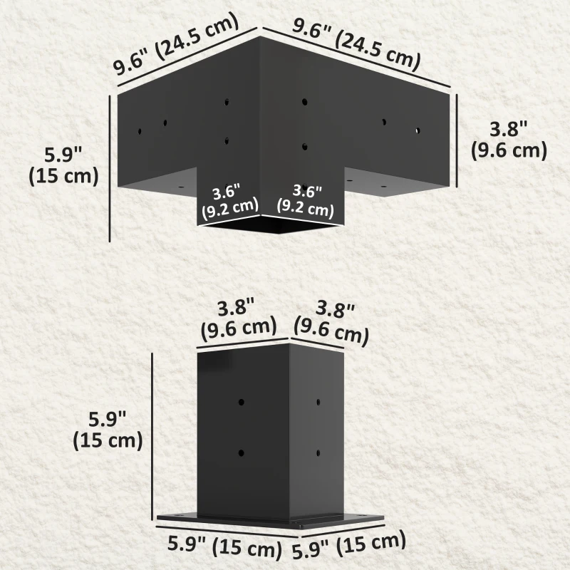 Outsunny 8PCS Pergola Kit, Pergola Brackets with 3-Way & 4-Way Corner Brackets for 4"x4" (Actual 3.6"x3.6") Lumber