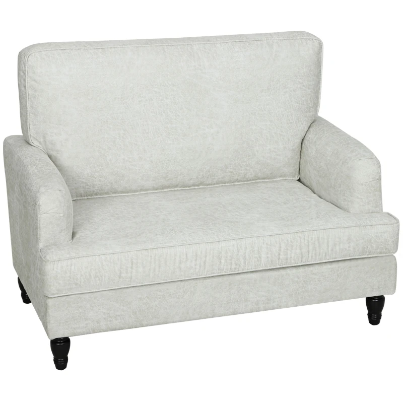 HOMCOM Modern Accent Chair, Leathaire Armchair with Turned Legs and Wide Seat, Comfy Chair for Living Room, Cream White