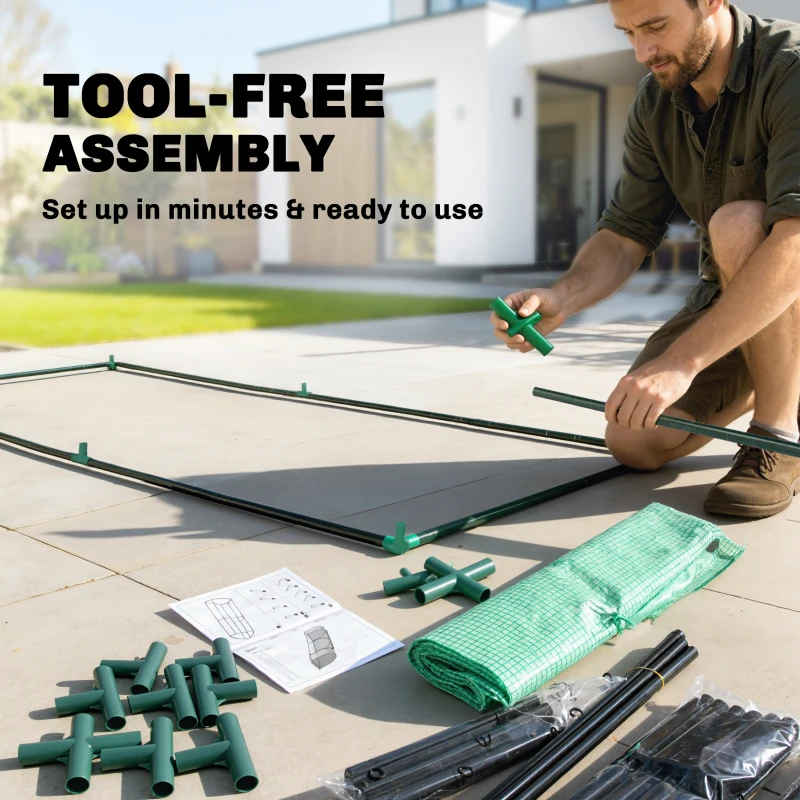 Outsunny Mini Greenhouse Portable Hot House for Plants with Zippered Doors for Outdoor, Indoor, 79" x 39" x 32", Green