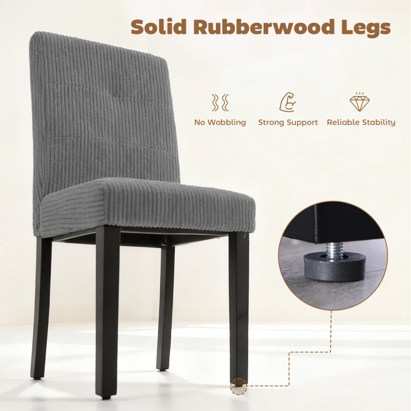 HOMCOM Modern Dining Chairs Set of 4, Kitchen Chairs with Rubberwood Legs and Padded Seat, Dark Grey