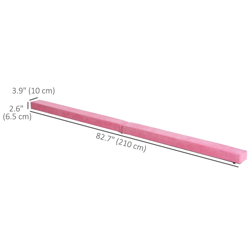 Soozier 7ft Folding Balance Beam, Gymnastics Beam with Wood Core, Pink