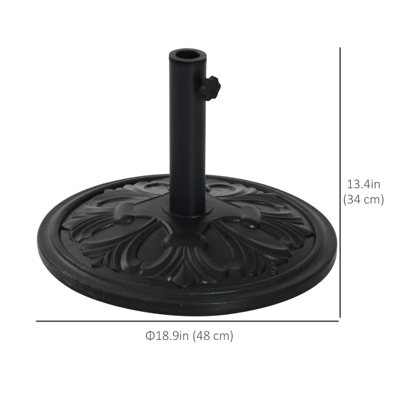 Outsunny 29lbs Cement Round Umbrella Base Heavy Duty 19" HDPE Parasol Stand, Black
