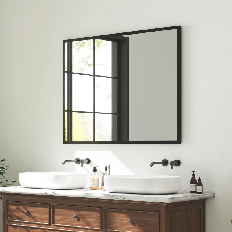 HOMCOM 30" x 40" Bathroom Mirror for Wall, Rectangular Mirror for Living Room, Bedroom, Entryway, Black