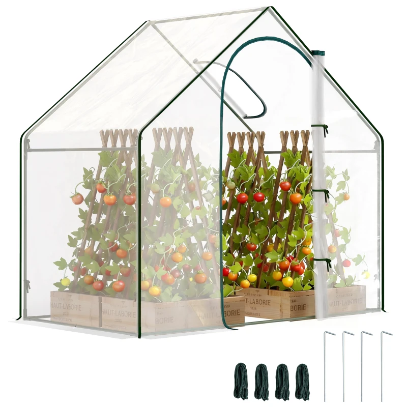 Outsunny 6'x3.3'x5.5' Walk-in Garden Greenhouse with Door and Window, Portable Mini Greenhouse for Plants Flowers Herbs, Steel Outdoor Hot House Growing Tent, Clear Plastic Cover