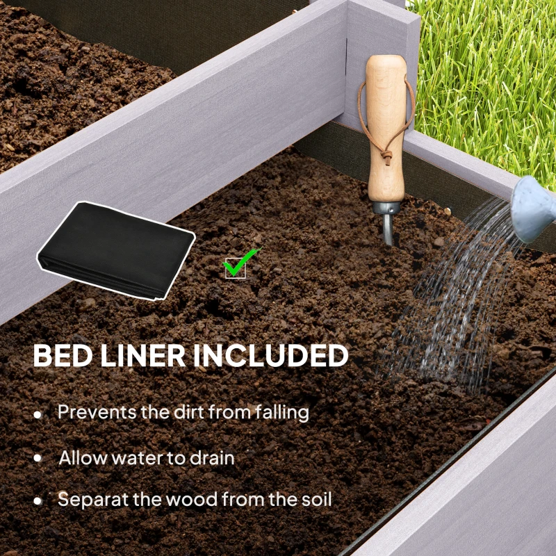 Outsunny Wooden Elevated Planter Box with Trellis for Climbing Plants, 3 Tier Raised Garden Bed for Garden, Outdoor, Grey