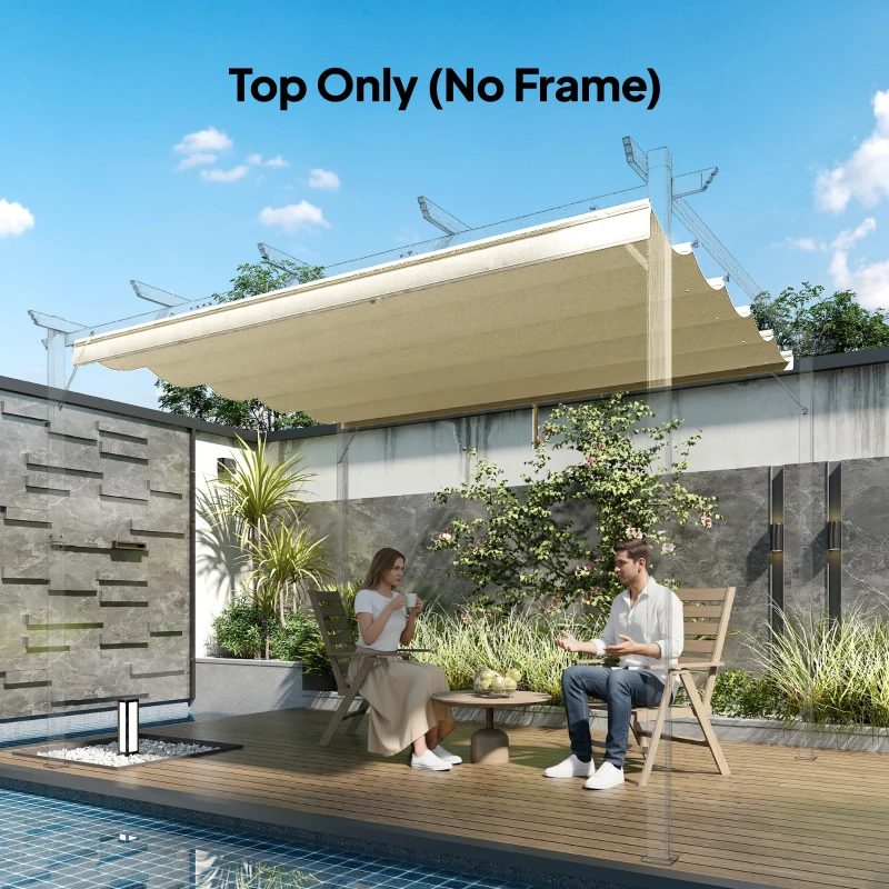 Outsunny 8.5' x 11.5' Retractable Pergola Canopy Replacement, Fit 10' x 13' Frame, Pergola Cover Replacement Top Only, Cream