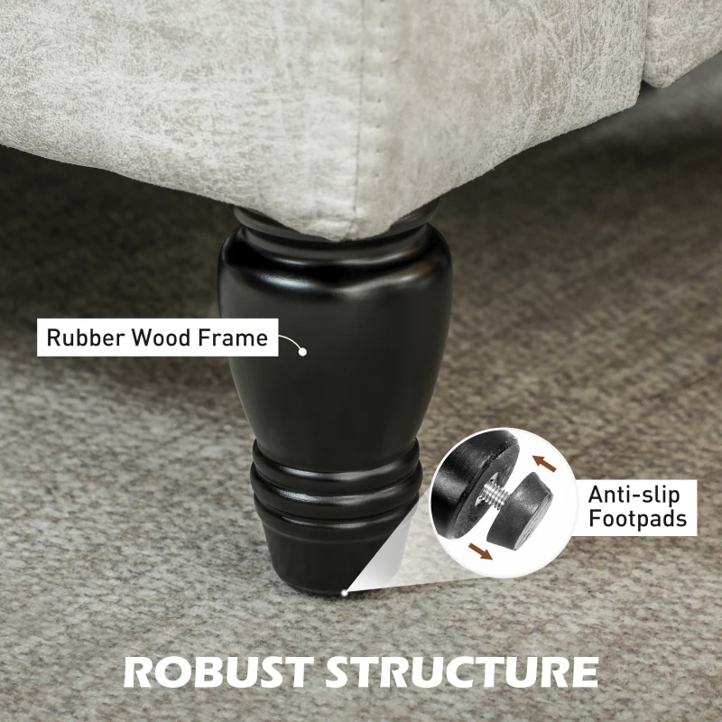 HOMCOM Modern Accent Chair, Leathaire Armchair with Turned Legs and Wide Seat, Comfy Chair for Living Room, Cream White