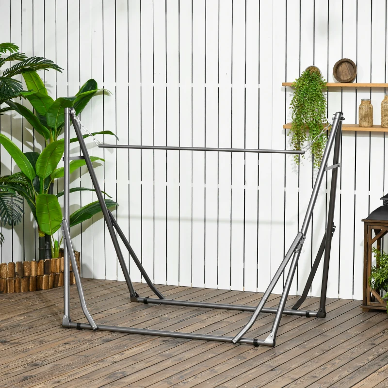 Outsunny Portable Hammock Stand, 2-in-1 Hammock Net Stand and Hanging Space, Patio, Garden, Yard, Black