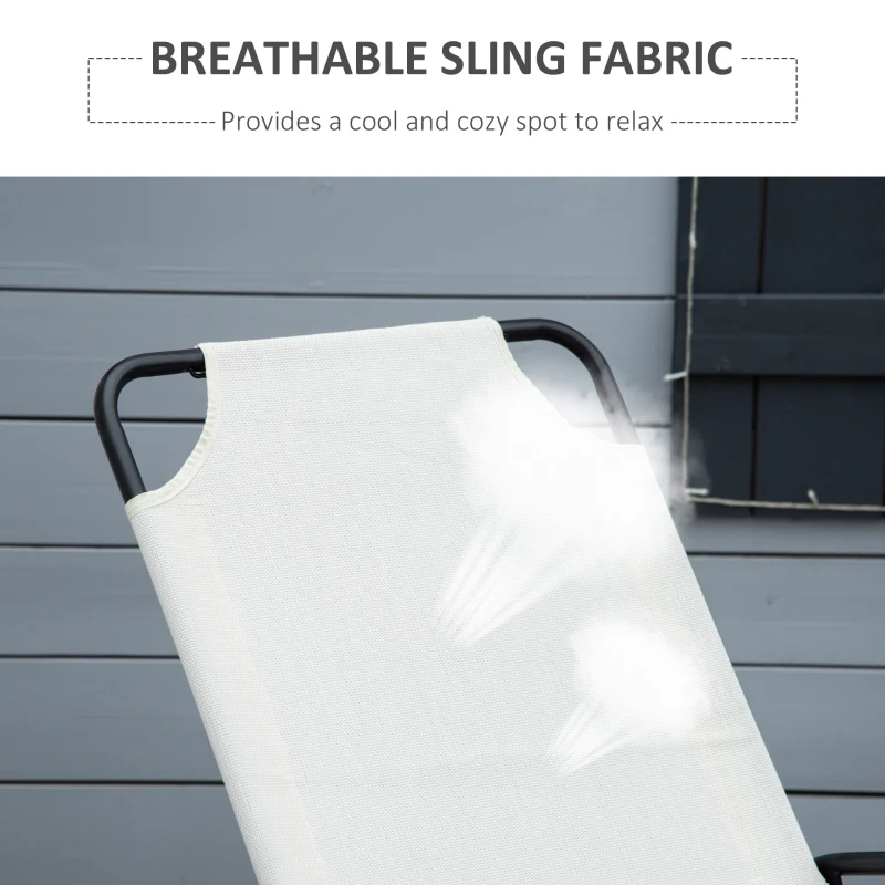 Outsunny Garden Rocking Chair, Outdoor Indoor Sling Fabric Rocker for Patio, Balcony, Porch, Cream White