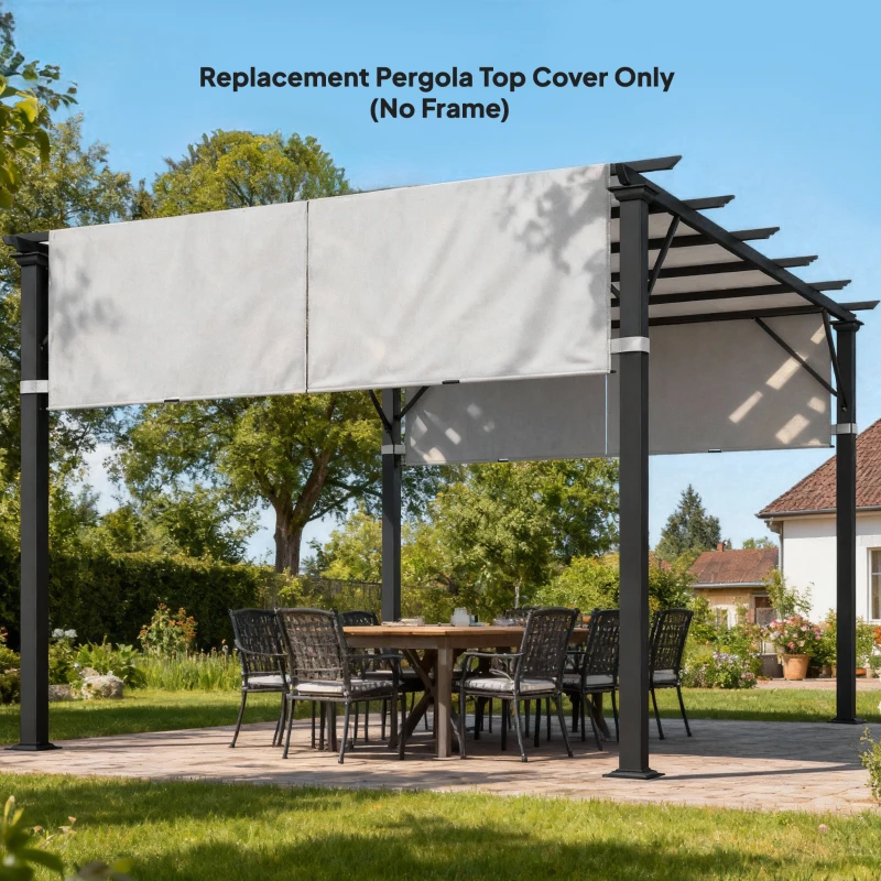 Outsunny 2 Pcs UV Protection Pergola Replacement Canopy, Pergola Shade Cover, Easy to Install, for 10' x 10' Pergola, Light Grey