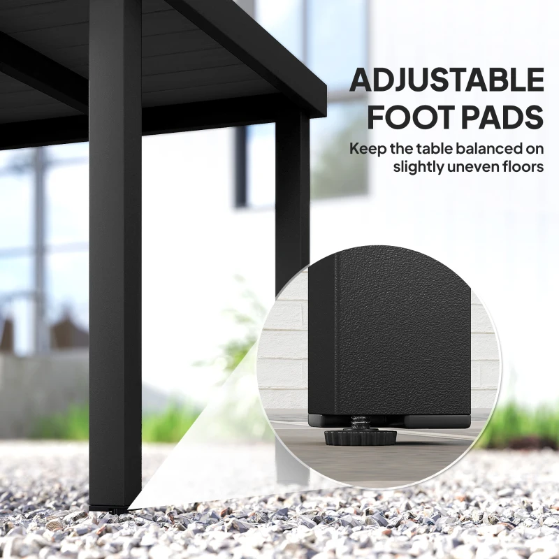 Outsunny Patio Dining Table for 4, Square Aluminum Outdoor Table for Garden Lawn Backyard, Black