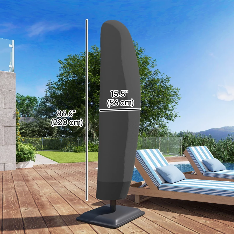 Outsunny 87-Inch Patio Umbrella Cover for for 10ft to 13ft Outdoor Offset Umbrella, Black