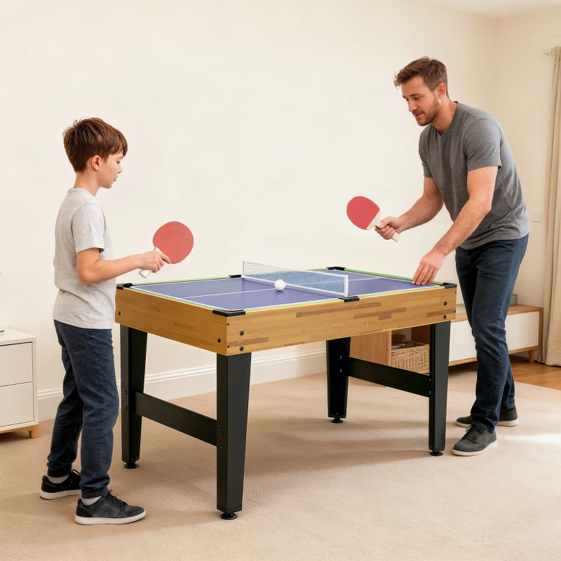 Soozier 48 in 13-in-1 Combo Multi Game Table with Foosball, Pool, Hockey and More for Kids and Adults, Light Walnut