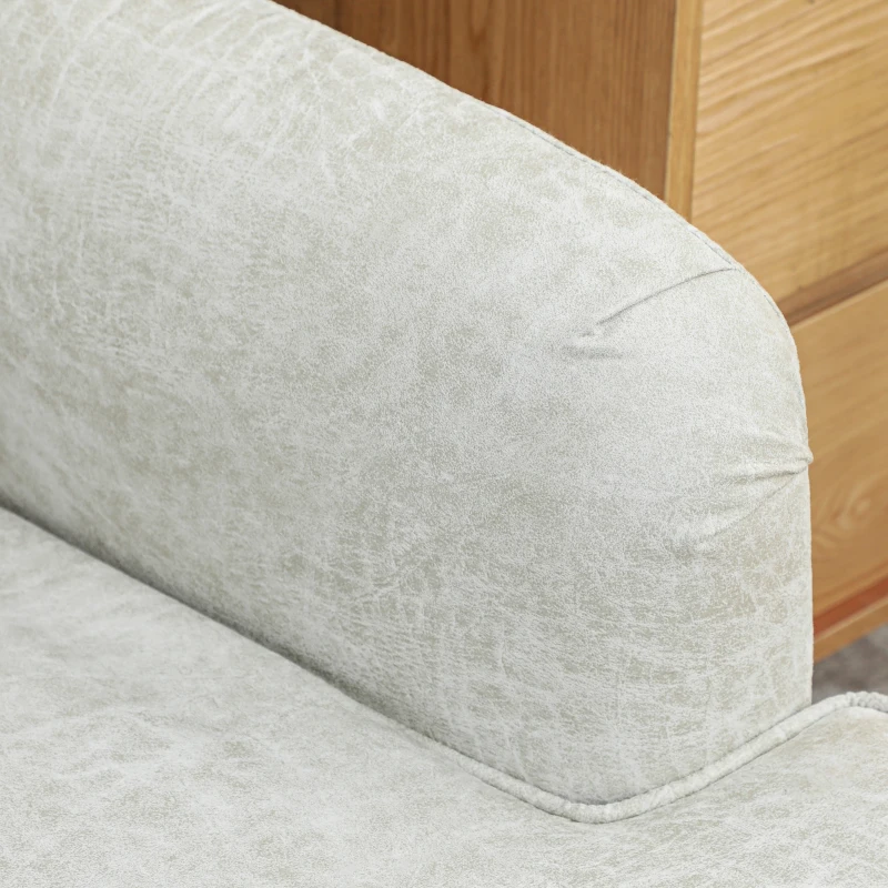 HOMCOM Modern Accent Chair, Leathaire Armchair with Turned Legs and Wide Seat, Comfy Chair for Living Room, Cream White