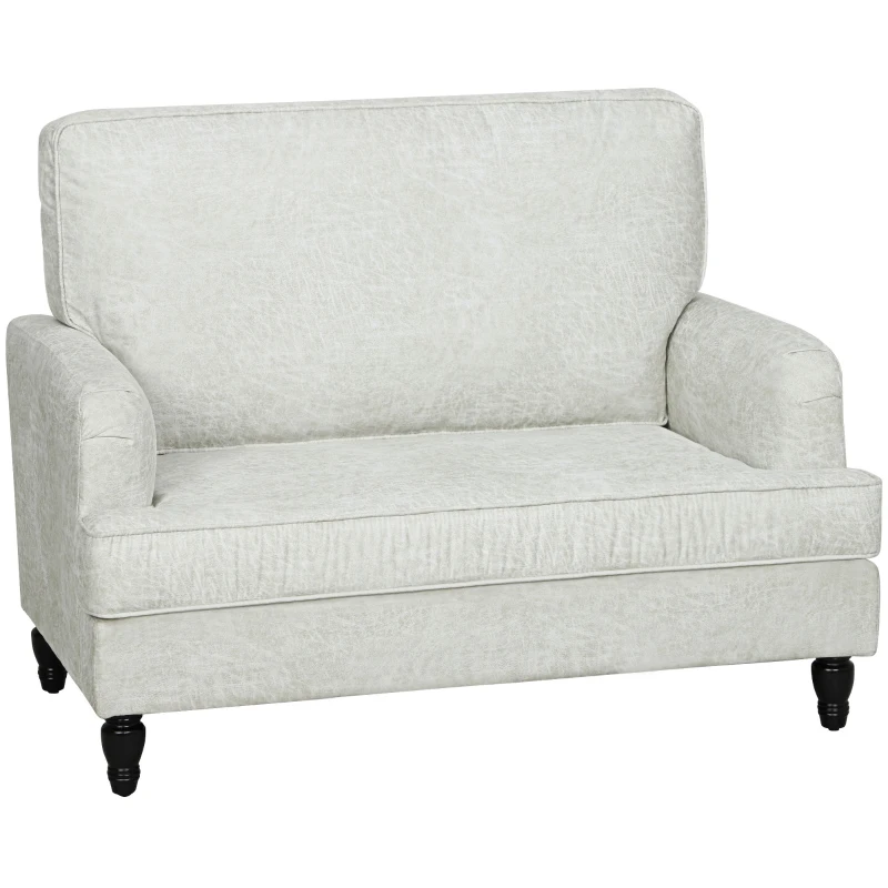 HOMCOM Modern Accent Chair, Leathaire Armchair with Turned Legs and Wide Seat, Comfy Chair for Living Room, Cream White