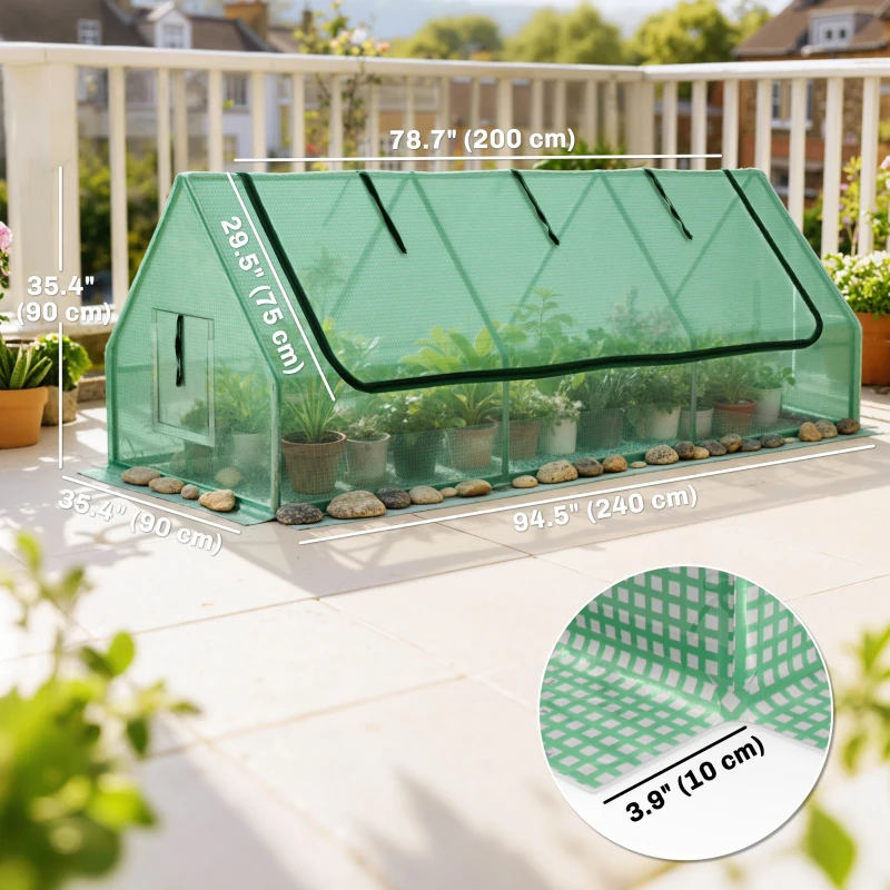 Outsunny Portable Mini Greenhouse with Mesh Windows for Indoor and Outdoor, 94.5" x 35.4" x 35.4", Green