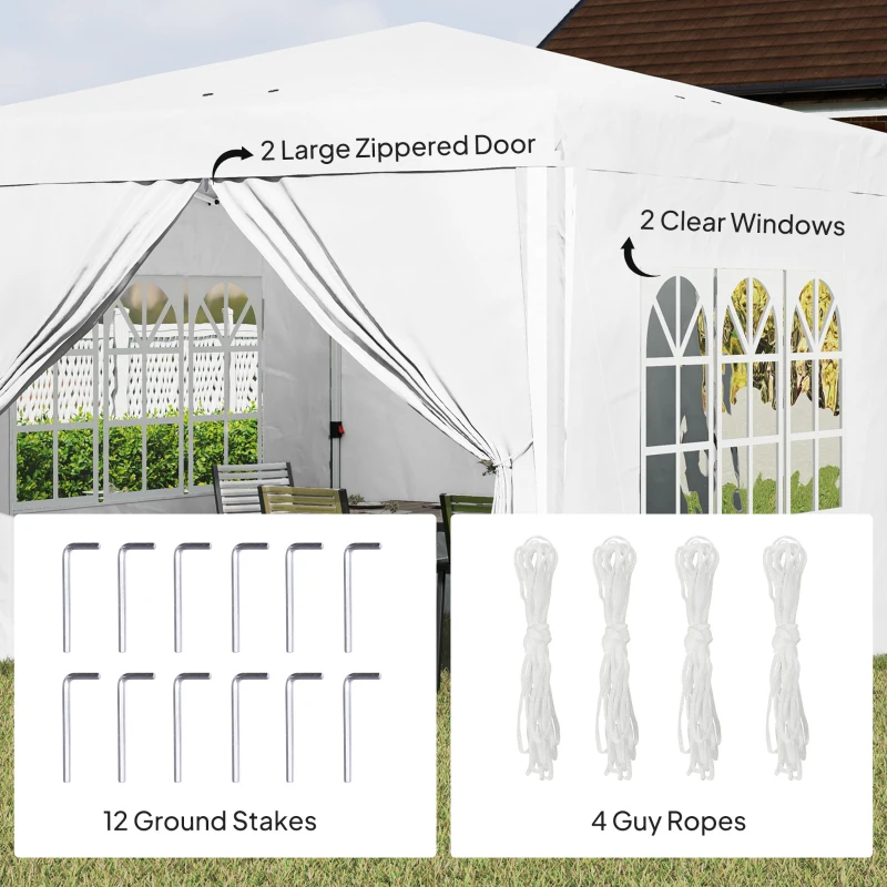 Outsunny 10' x 10' Pop-Up Canopy Tent with Sidewalls, Height-Adjustable, Carry Bag Included, for Outdoor, Garden, Patio, White