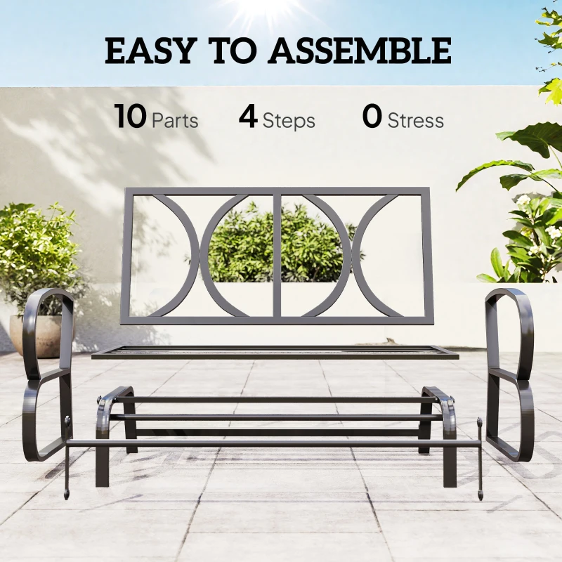 Outsunny 2-Person Outdoor Glider Chair, Patio Double Rocking Loveseat with Steel Frame and Cushions for Backyard, Garden and Porch, Grey