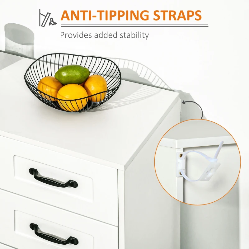 HOMCOM Modern Sideboard Buffet Cabinet with Drawers and Beadboard Door Cupboard Kitchen Storage Cabinet White