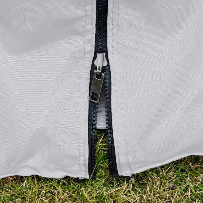 Outsunny 13' x 10' Outdoor Patio Gazebo Canopy with 2-Tier Polyester Roof  Vented Mesh Sidewall & Strong Aluminum Frame Grey