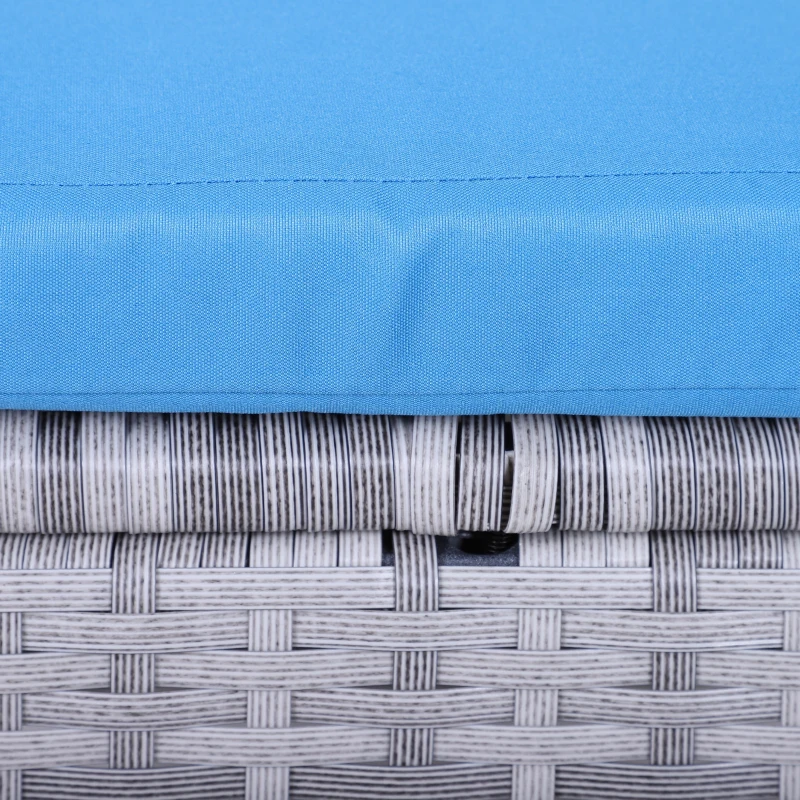 Outsunny 5 Pieces Wicker Patio Conversation Dining Furniture Set with Cushions, Table and Ottomans, Bright Blue